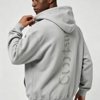 Sudadera con Capucha Extra Grande de Algodón Grueso de Primera Calidad con Estampado Gráfico Vertical para Hombre, Personalizable con Logotipo