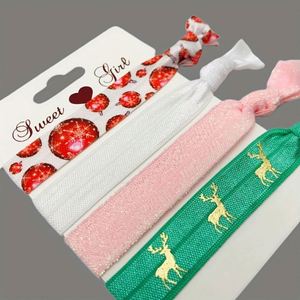 Pulsera de la serie Custom Logo con diseño de copo de nieve, alce y letras de Feliz Navidad, lazo para el pelo anudado, promocional - Product Image 5