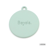 Étiquette Métallique Ronde Rose Personnalisée pour Sacs avec Logo Gravé et Texte Clair