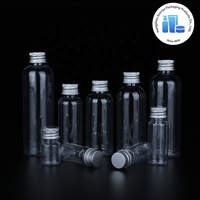 Botellas de Plástico PET Transparentes de 8 ml con Serigrafía, Cilíndricas, de Boca Pequeña, para Cosméticos y Champú, con Tapa de Rosca
