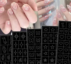 Airbrush Nail Art Stencils Love Heart Butterfly Design Prints Sjabloon Diy Nail Art Holle Stickers