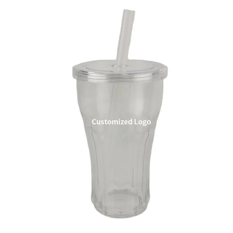16oz/450ml single-layer large hole lid plastic coke straw cup PS pearl milk tea drink cup