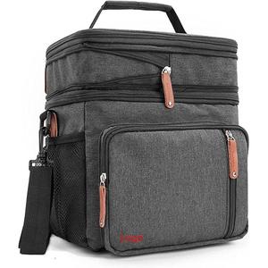 <b>Lunch</b> <b>Box</b> Insulated <b>Lunch</b> Cooler Tote Expandable Reusable Water-resistant Double Compartment <b>Lunch</b> Bag - Product Image 1