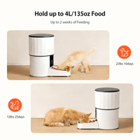 Distributeur automatique de nourriture pour animaux de compagnie, grande capacité 4L, en acier inoxydable, alimentation automatique pendant 15 jours pour chats et petits chiens