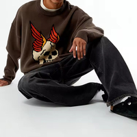 Pull jacquard avec logo personnalisé 100% coton décontracté et ample pour homme