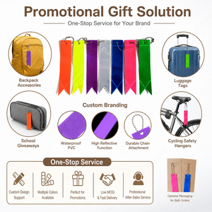 Reflective <b>PVC</b> Safety Keychain Long <b>Strip</b> Custom Logo Night Traffic Warning Key Tag Promotional Items for School Event - Product Image 6