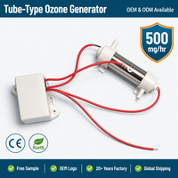 Générateur d'ozone en tube 500 mg, purificateur d'air intérieur, élimine le formaldéhyde, la fumée et les odeurs, en acier inoxydable, 220 VAC, usage domestique