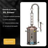 Alambic automatique en cuivre, tour de distillation à 4 étages, équipement de fabrication d'alcool et de spiritueux en cuivre pur et acier inoxydable, 20, 30, 60L