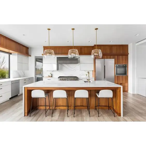 CBMMART nuovo moderno armadio da cucina modulare di lusso di fascia alta in venatura del legno armadi da cucina con costo-efficace armadio da cucina