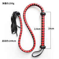Fouet en cuir rouge et noir pour jeux sexuels, fouet long sexy pour couples, SM, BDSM, bondage, fessée, fouet de cheval, équipement de soumission, imperméable