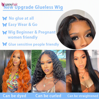 Perruques Lace Front 13x6 Full HD en Cheveux Humains 100% Naturels, Prêtes à Porter, Sans Colle, Transparentes, Couleur Naturelle, Sans Chute de Cheveux
