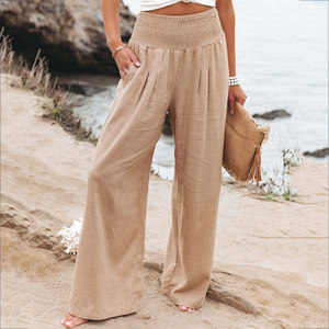 <span class=keywords><strong>Pantaloni</strong></span> da <span class=keywords><strong>donna</strong></span> <span class=keywords><strong>pantaloni</strong></span> per <span class=keywords><strong>donna</strong></span> Outwear vita alta lunghezza intera gamba larga Casual estate <span class=keywords><strong>lino</strong></span> di cotone all'ingrosso di alta qualità - Product Image 1
