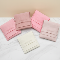 Pochette personnalisée pour bijoux, sacs à bijoux en microfibre avec rabat et boîte à bijoux avec insert de présentation