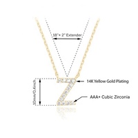Bijoux fantaisie Collier à pendentif personnalisé Collier à lettre initiale en acier inoxydable plaqué or 14K avec zircon