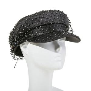 Nouveau béret français élégant en maille pour femme, casquette de peintre ornée de strass, respirante, mode, loisirs en plein air, casquette plate marine - Product Image 4