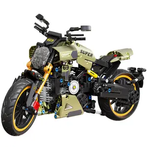 멋진 전기 도금 오토바이 MOC 빌딩 블록 기술 3D 모델 부가티 조립 완구 어린이 선물 품목