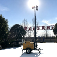 Tour d'éclairage mobile sur remorque pour mât de 9 m 4TN4000, 440 000 lumens, générateur à moteur au halide métallique, autonomie continue de 11,9 heures