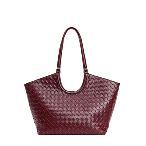 Bolso de Hombro Tejido Vintage de Cuero Dividido para Mujer, Líneas Fluidas y Definidas, Superficie de Cuero Suave y Flexible |   Antirrobo en Varios Colores - Product Image 1