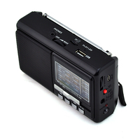 PX-51U Mini Portabel Led Senter Isi Ulang 8 Band Radio Saku Am Fm dengan Usb