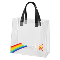 Sac fourre-tout transparent en PVC avec logo personnalisé, sac de shopping imperméable, sac à main en plastique réutilisable pour les événements commerciaux, emballage cadeau