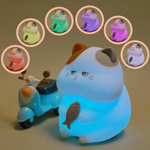 Colorful Silicone Cat Night <b>Light</b> with <b>Motion</b> <b>Sensor</b> Tap Control Funny Birthday or Christmas Gift Cartoon LED Lamp for Kids - Product Image 6