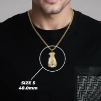 Collier pendentif porte-bonheur en or plaqué 14 carats pour homme, motif sac d'argent et signe du dollar, bijou tendance