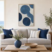 Peinture abstraite en spirale bleue 3D texturée sur toile encadrée, grande décoration murale moderne nordique pour la maison