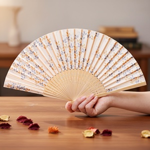 Abanico de Bambú Personalizado Promocional al por Mayor, Abanico de Mano de Madera Española de Alta Calidad para Artesanías de Bambú - Product Image 2