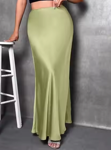 Gonna lunga elegante da donna in raso avvolgente <span class=keywords><strong>a</strong></span> <span class=keywords><strong>vita</strong></span> <span class=keywords><strong>alta</strong></span>, modello coreano, estiva, aderente, nera, slim fit - Product Image 4