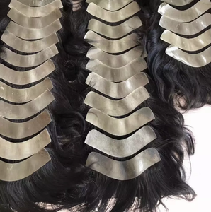 Vente chaude 100% système de remplacement de morceau de cheveux humains remy pour hommes toupet avant 6 pouces peau mince pu Base délié noir naturel - Product Image 6