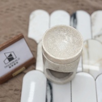 Lampe d'aromathérapie en marbre beige de forme carrée, fabriquée à la main au Japon, style Wabi-sabi, polie, taille personnalisée, diffuseur d'arômes pour la maison