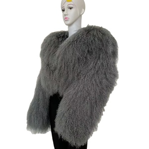 Abrigo de Piel Mongol para Mujer, Cuello Grande Abatible, Abrigo Corto de Piel Auténtica, Chaqueta Cálida y Esponjosa de Moda para Invierno y Otoño - Product Image 1