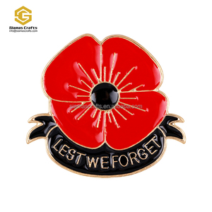 Perhiasan Mode Kristal Berlian Imitasi Berlian UK Poppy Ingat Hadiah Hari Memorial Bros Enamel Pin Kerah - Product Image 6