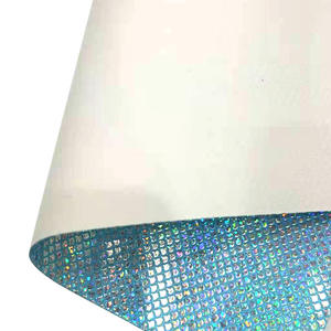Patrón de concha impreso láser refleja tela sintética para fiesta textil decorar materiales holográfico brillante PU cuero de imitación - Product Image 5