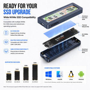 กล่องใส่ M.2 NVMe SSD พร้อมหน้าจอ LCD แสดงอุณหภูมิอัจฉริยะ USB 3.2 Type C กล่องระบายความร้อนภายนอกสำหรับ SSD - Product Image 2