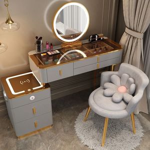 <span class=keywords><strong>Jmo</strong></span> - Tocador Inteligente de Lujo con Carga Inalámbrica |   Tocador para Dormitorio |   Mueble de Maquillaje Multifuncional de Madera Maciza Nórdica Minimalista Moderna - Product Image 4
