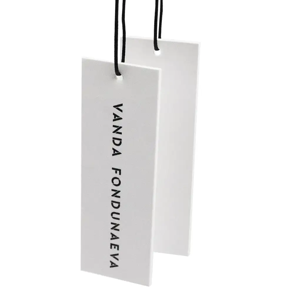 Di lusso Su Misura Stampato il logo del marchio indumento altalena tag con logo stampa dell'indumento dei monili di carta appendere tag