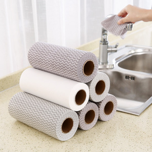 Chiffon de nettoyage jetable pour cuisine, en tissu non tissé, épaissi, absorbant, pour usage domestique, rectangulaire, motif rayé blanc - Product Image 4