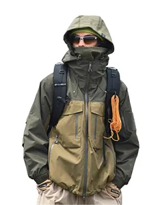 OEM 맞춤형 방수 및 방풍 야외 재킷 남성용 블랙 후드 윈드 브레이커 재킷 실행