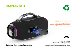 A90 700W IPX5 Waterproof Portable Outdoor <b>Speaker</b> With RGB Light Over 10000mAh Battery for Party & HOPESTAR A90 RGB <b>LED</b> Lighting - Product Image 2