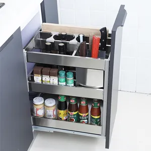 Wide Pull Out Tall Larder Unit Pantry Organizer Kitchen Cabinet Soft Close 400mm Cheap Metal OEM Customized Steel Store Good GUA