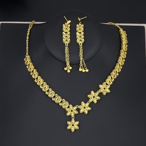 JXX 24K <b>Gold</b> Plated Brass Jewelry <b>Set</b> for Women <b>Earring</b> Necklace for Weddings Parties Engagements - Product Image 1