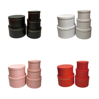 Nouveau classique couleur unie carton rond ensemble 5 fleurs boîte-cadeau boîte à fleurs câlin seau boîte d'emballage cadeau