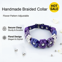 Collier pour chien en paracorde fait main avec décoration florale 3D, collier pour animaux de compagnie réglable en PVC pour tous les chiens, motif floral personnalisable