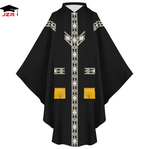 New Printed Church Pastor Celebrant Chasuble Priest Vintage Robe Gown Cape <strong>Cassock</strong> Vestment White Red <strong>Green</strong> Purple Black Pink - Product Image 3