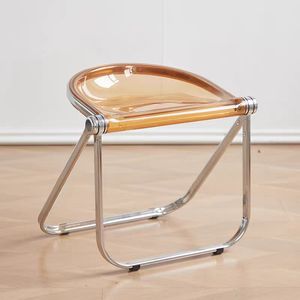 Middle-aged Casual Folding Chair Popular Transparent <b>Stool</b> Leisure Photography Chair PE + Metal Modern Restaurant Furniture - Product Image 1