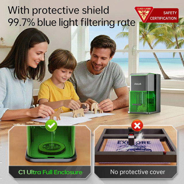 DAJA C1 Ultra Creative Laser Maker, 5W for Engraving on Leaf, Leather, Bamboo, Plastic, Fabric and Various Non-Metal Surfaces