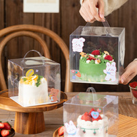 Boîte à gâteau carrée transparente jetable, épaisseur 1 mm, emballage portable pour mini-desserts, mousses et pâtisseries - Usage industriel