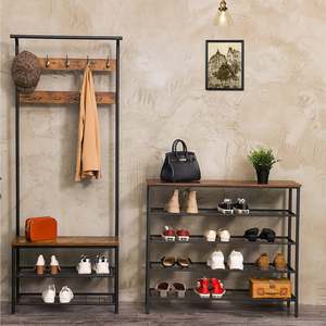 Cojín de marco de acero de hierro y metal ancho de cierre grande moderno, cambio de <span class=keywords><strong>banco</strong></span> personalizado para el hogar, estante de 4 capas, diseño de almacenamiento, <span class=keywords><strong>Zapatero</strong></span> - Product Image 6