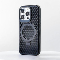 Étui de téléphone magnétique en nid d'abeille pour iPhone 16 Pro Max, avec béquille, dissipation thermique et design antichoc anti-chute
